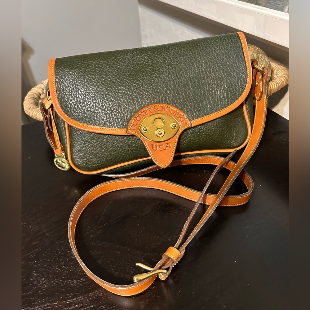 Vintage Dooney & Bourke Calvary Crossbody Green Leather AWL